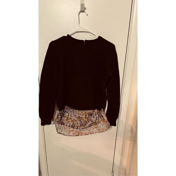 J. Crew Shirttail Sweater Liberty Print Wool Silk Blend Womens SZ M - Picture 1 of 10